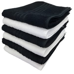 Toalla Premium Blanca Negra Bouquet