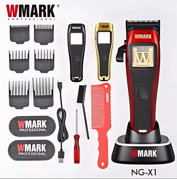 WMARK HAIR CLIPPER CHARGED BY USB CABLE 12PCS WITH EXTRA BLACK/GOLD (NG-X1SET)