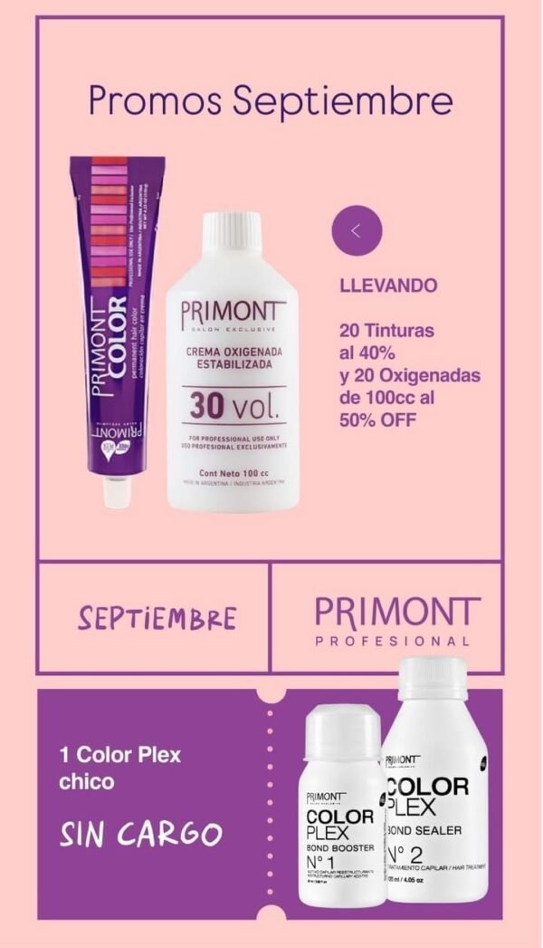 COMBO 20 TINTURAS PRIMONT + 20 CREMAS OXIGENADAS 100 ML