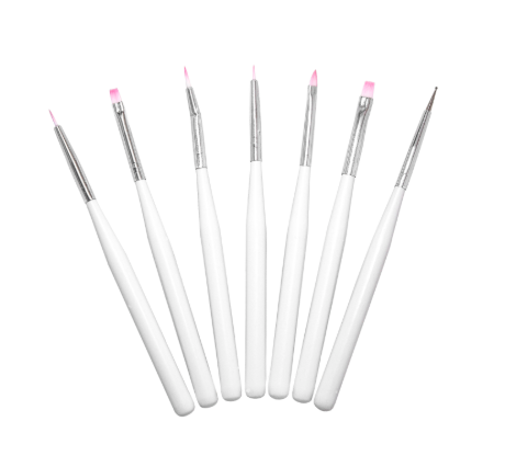 SET PINCELES DECO UÑAS X 7 UNIDADES.