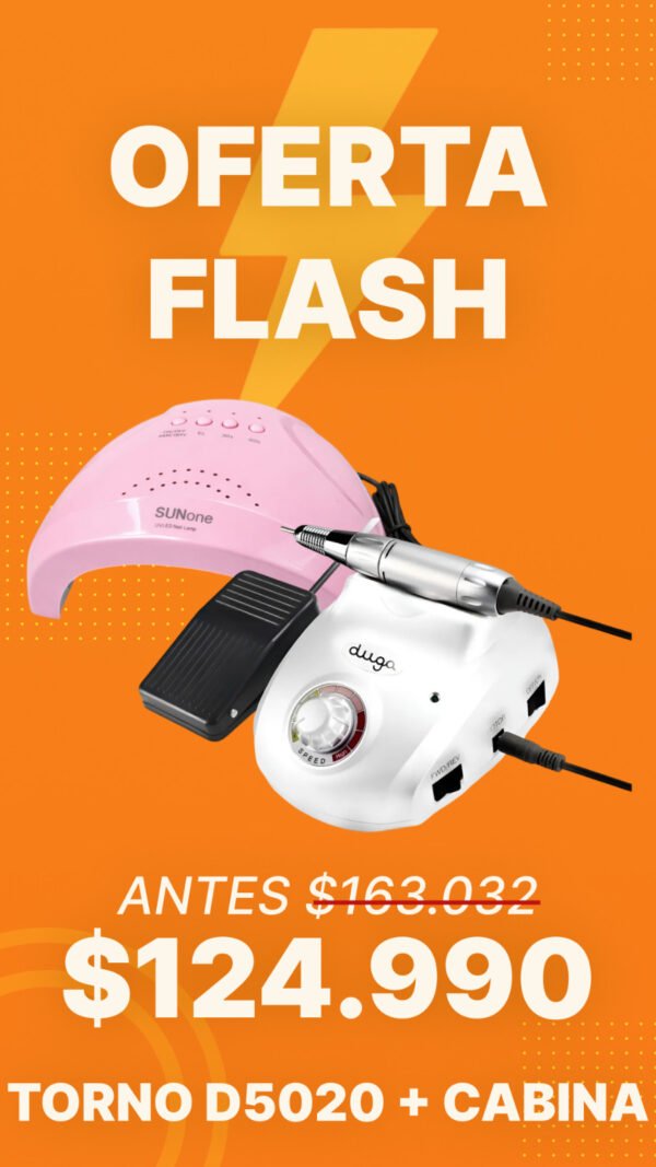 DUGA TORNO ELECTRICO PROF. C/PEDAL D5020 + CABINA PARA UÑAS SUNONE 48W 30LEDS
