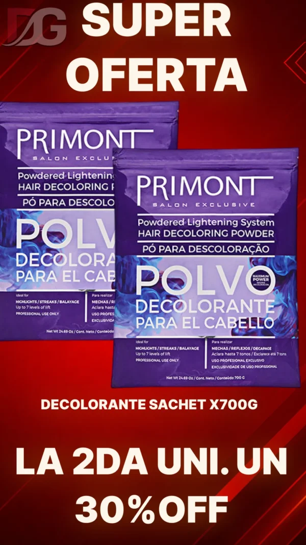 OFERTA PRIMONT, DECOLORANTE x700g SEGUNDA UNIDAD CON UN 30% OFF