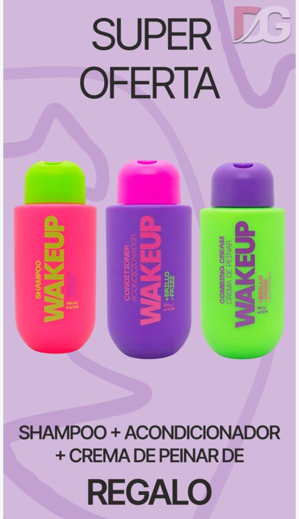 OFERTA WAKEUP, SHAMPOO + ACONDICIONADOR + CREMA DE PEINAR