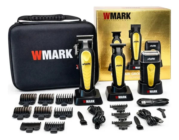 KIT DORADO 3 EN 1 CORTADORA DE PELO + TRIMMER + AFEITADORA WMARK 1638